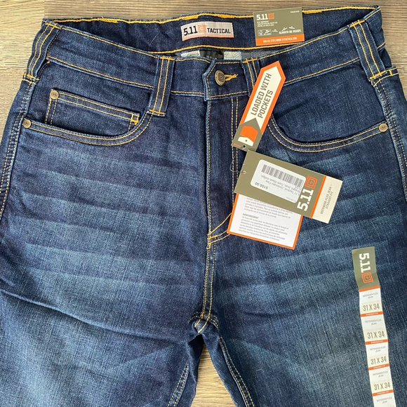 5.11 Tactical Defender-Flex Jeans Men’s 31x34 Blue Straight Fit - Picture 3 of 12